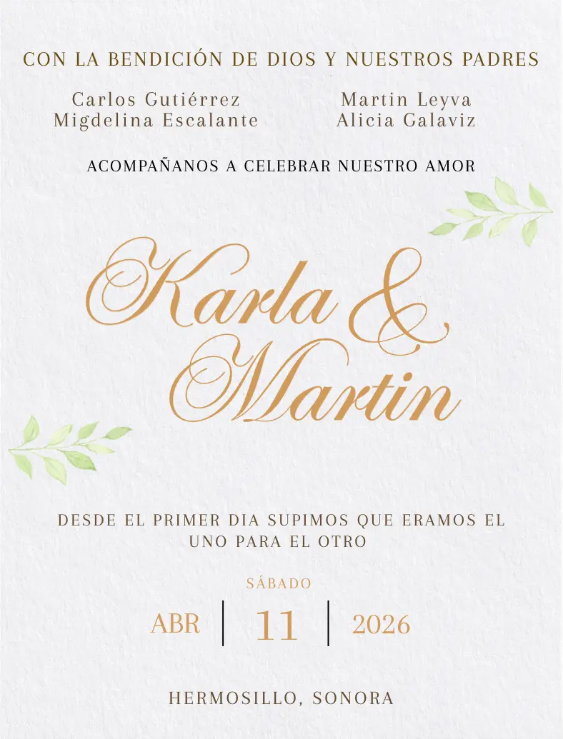 Invitación Karla y Martin